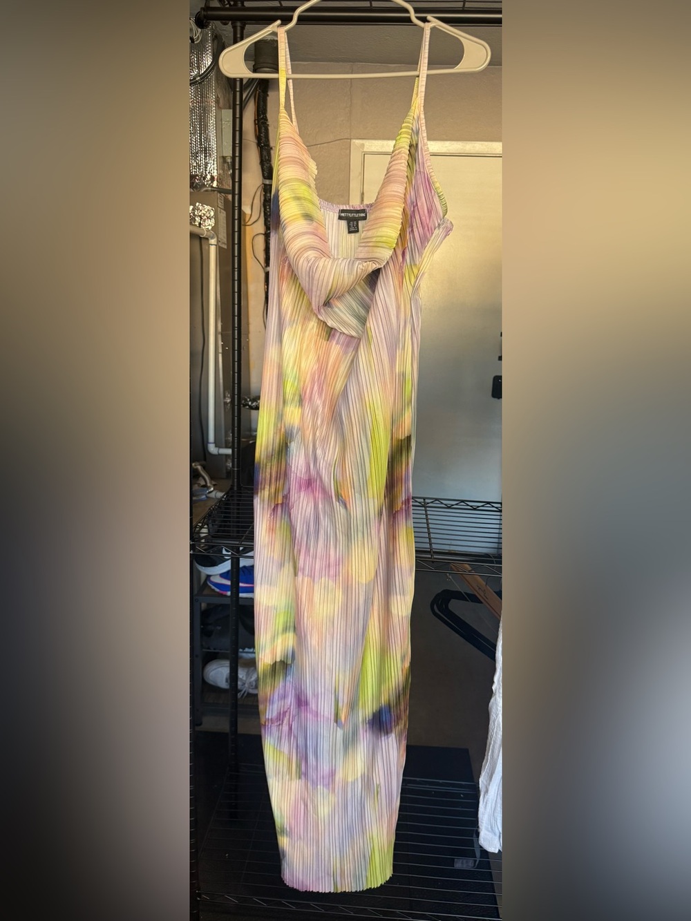 Pleated Tie-Dye Midi Skirt in Pastel Multi